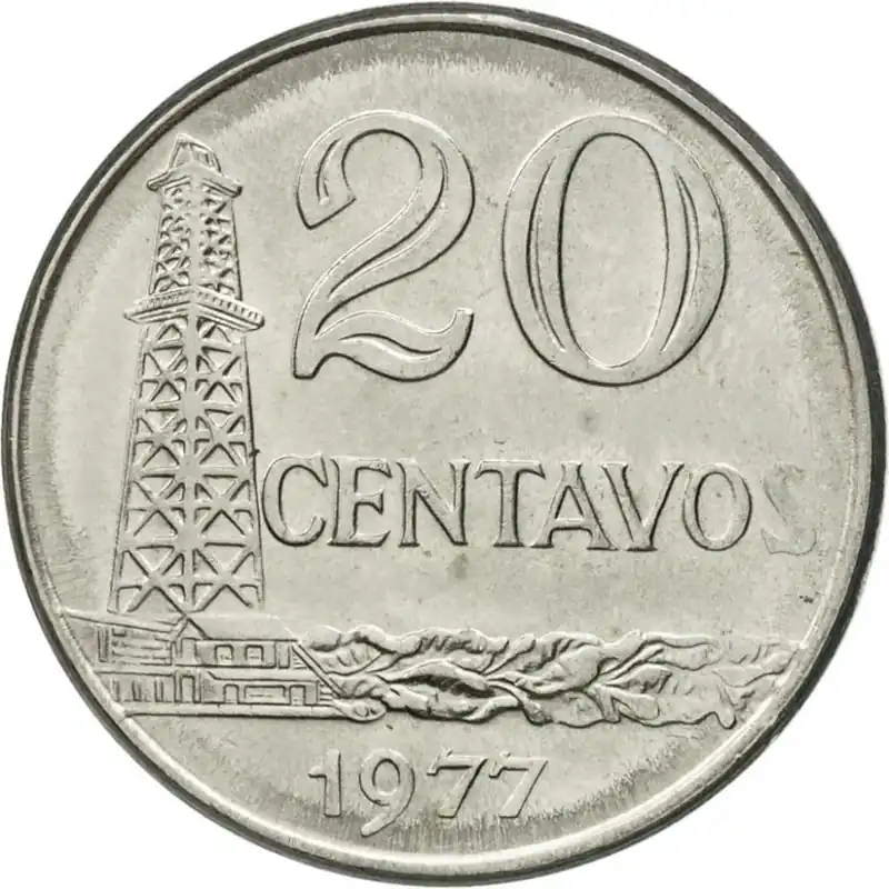 Hög kvalitet | Brasilien 20 Centavos Oljeplattform Mynt KM579 1967 - 1970