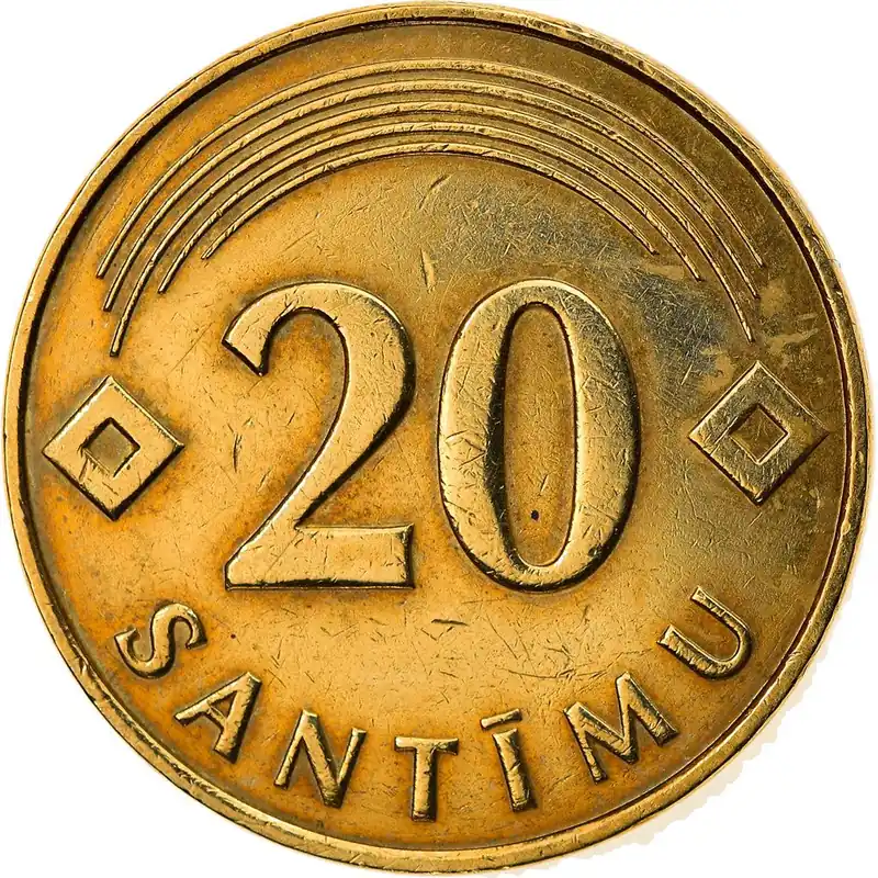 Endast denna vecka - Lettland Mynt Lettisk 20 Santimu KM22.1 1992 - 2009