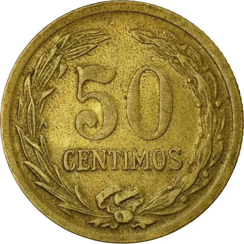 Favorit hos kunderna - Paraguay 50 Centimos Mynt Sello de Hacienda KM 24 1944 - 1951