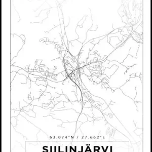 Precis inkommet | Karta - Siilinjärvi - Vit Poster (21x29.7 cm (A4))