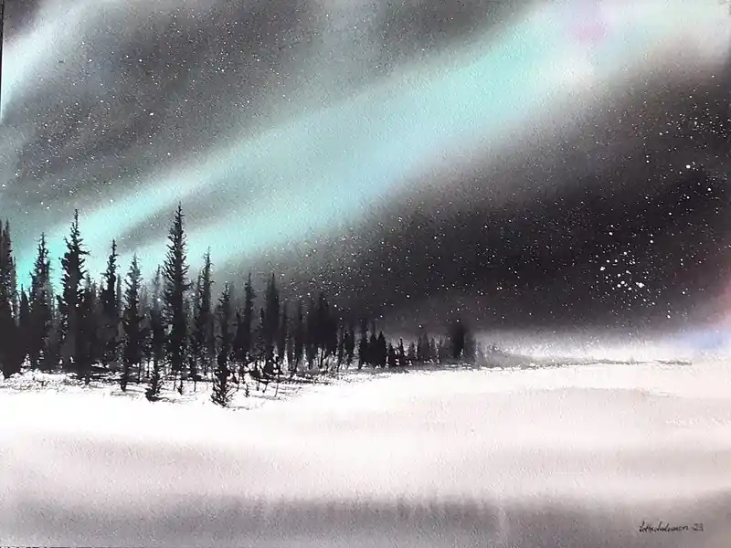 Norrskensnatt vinter av Lotta Andersson - Erbjudandet går snart ut